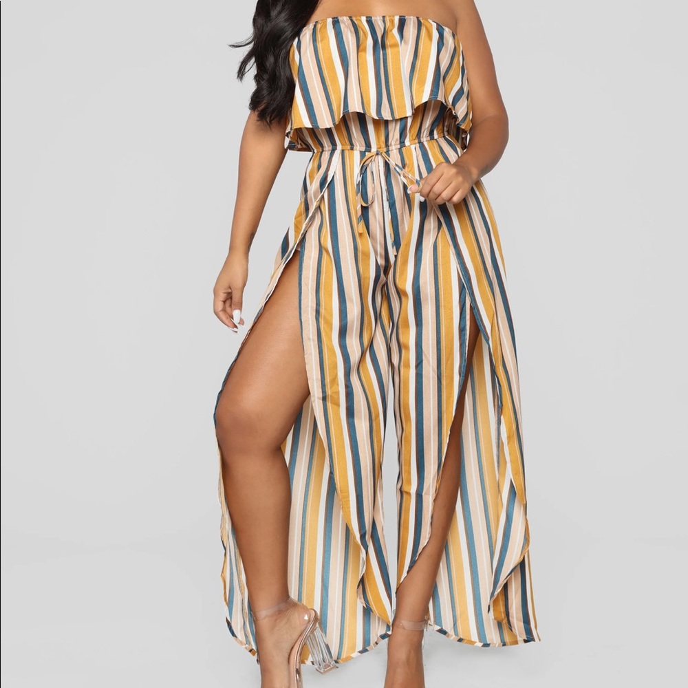 Strapless Striped Jumpsuit